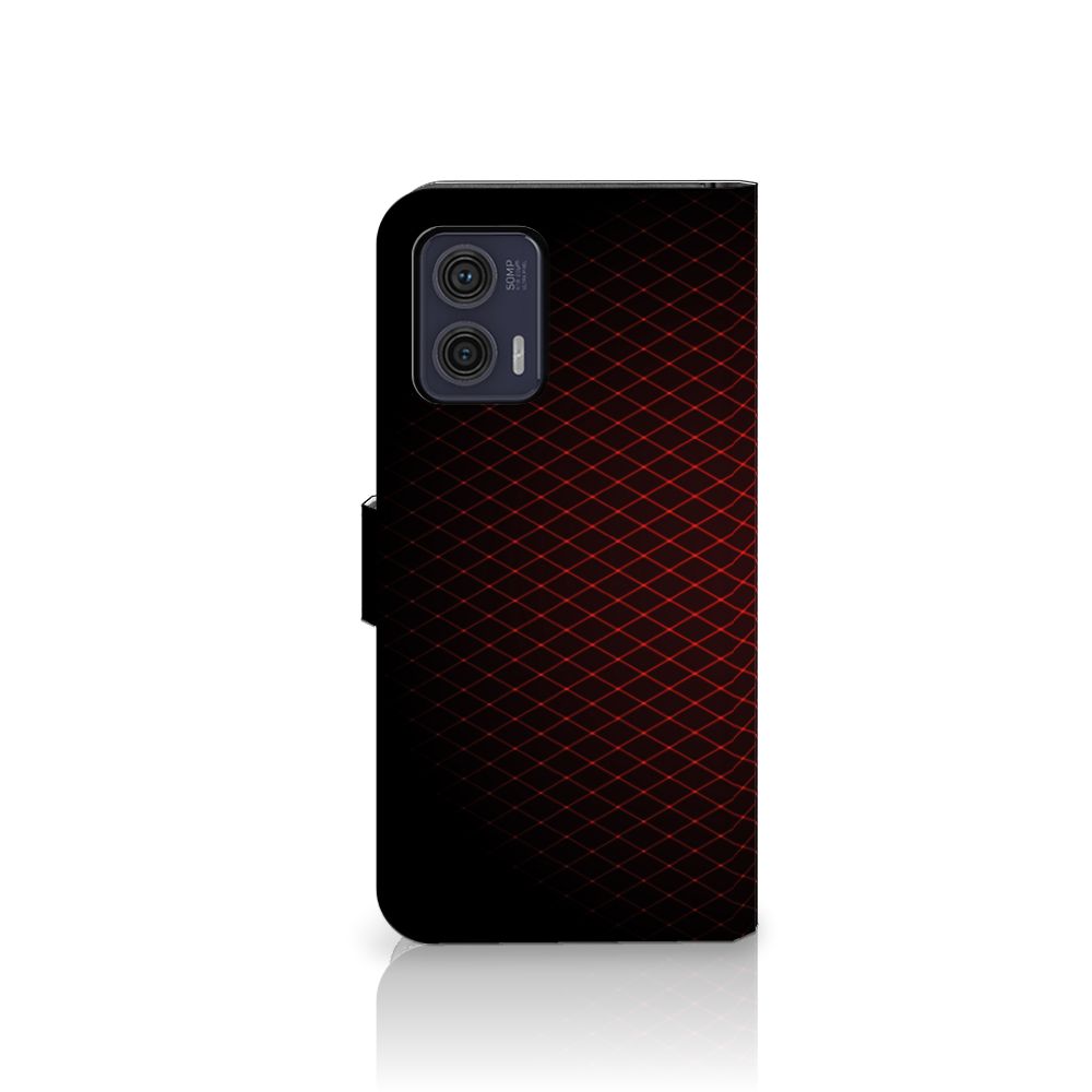 Motorola Moto G73 Telefoon Hoesje Geruit Rood hoesje geruit rood aanzicht