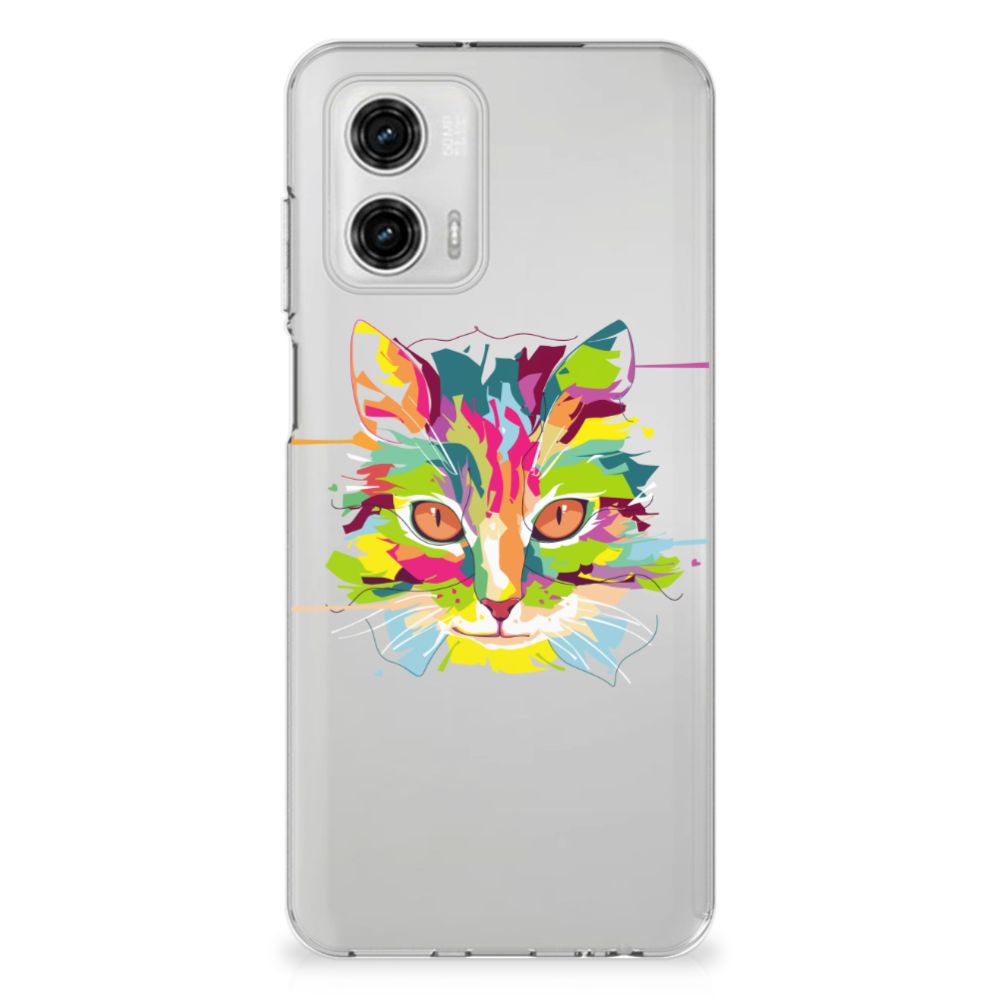 Motorola Moto G73 Telefoonhoesje met Naam Cat Color - kleurrijk design van een kat voor unieke uitstraling 🐱