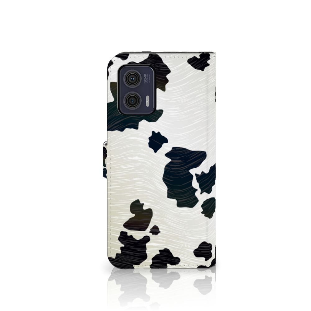 Motorola Moto G73 Telefoonhoesje met Pasjes Koeienvlekken design koeienvlekken aanzicht
