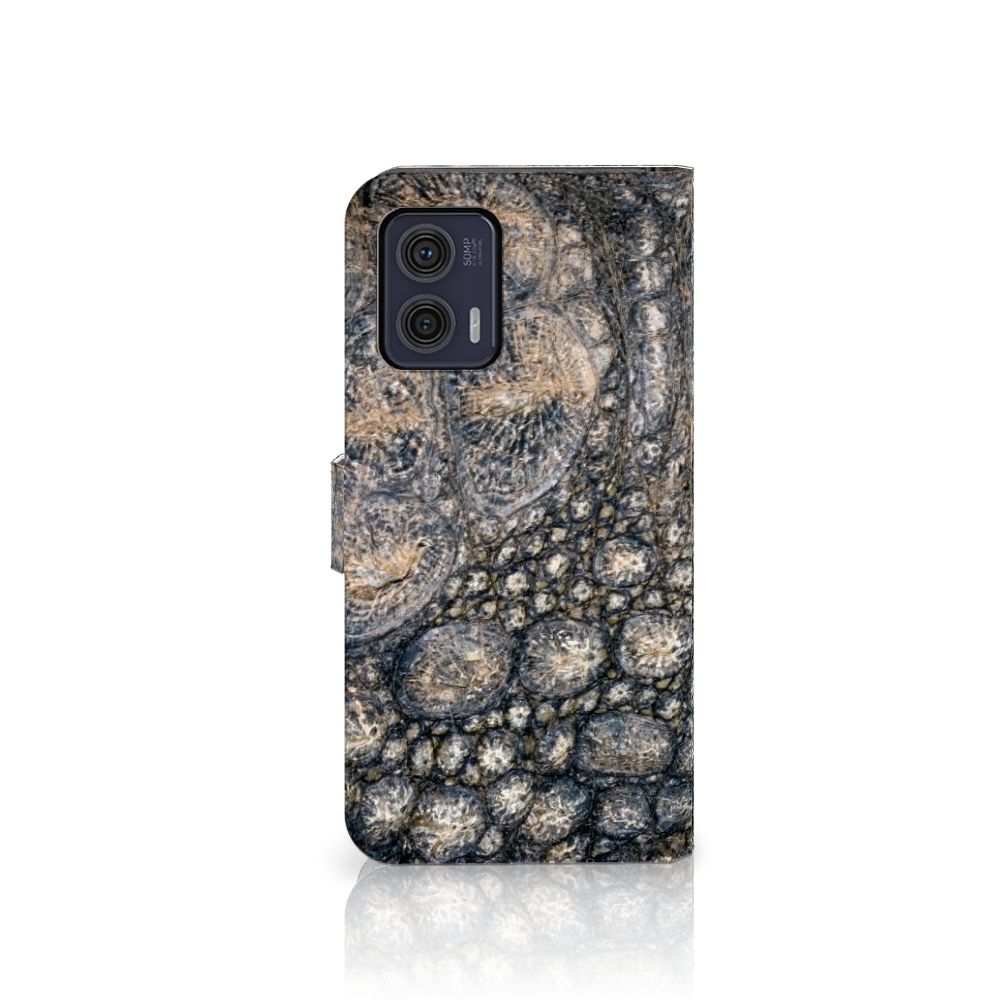 Motorola Moto G73 Telefoonhoesje met Pasjes Krokodillenprint krokodillenprint achterkant