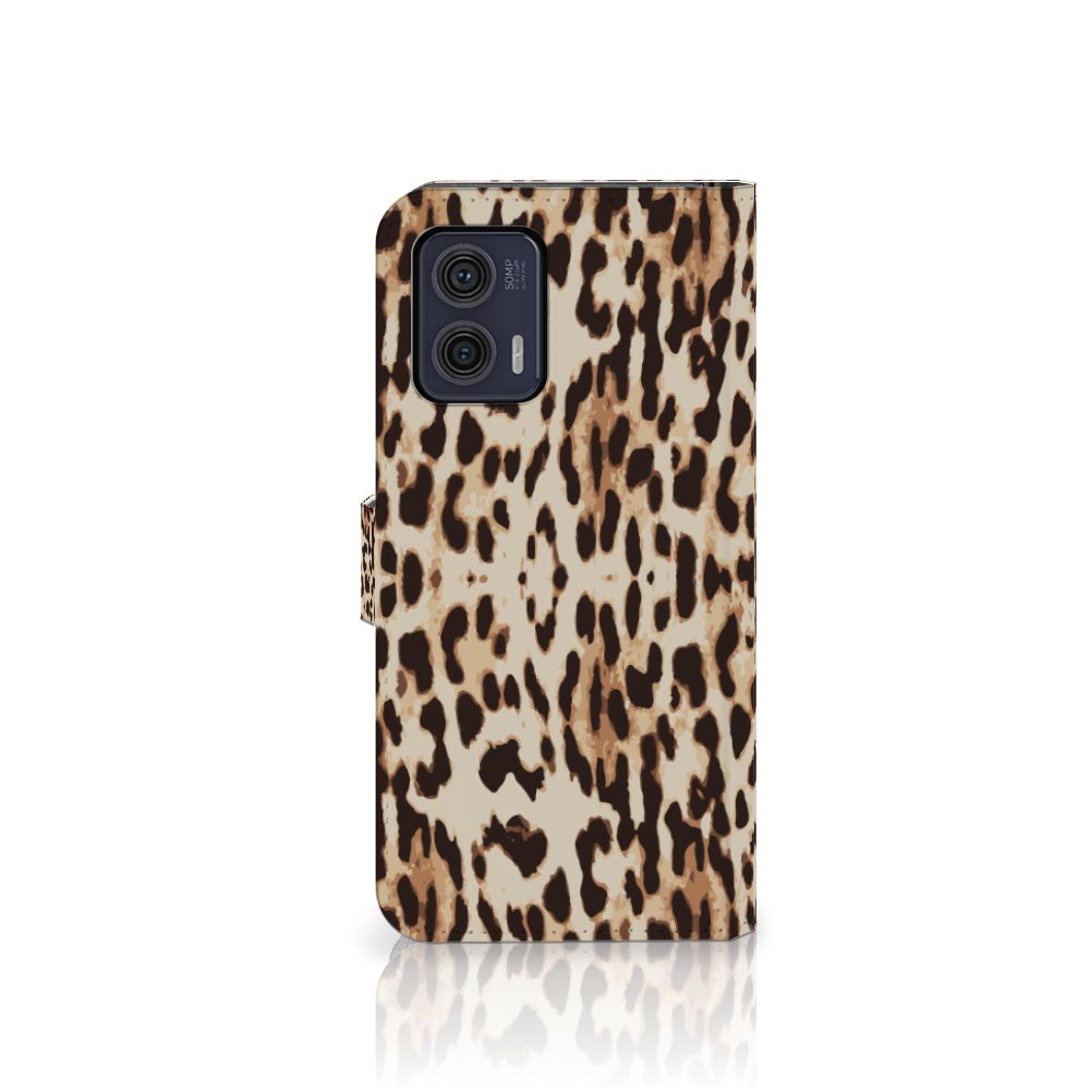 Motorola Moto G73 Telefoonhoesje met Pasjes Leopard, stylish en beschermend met een panterprint design 🐆.