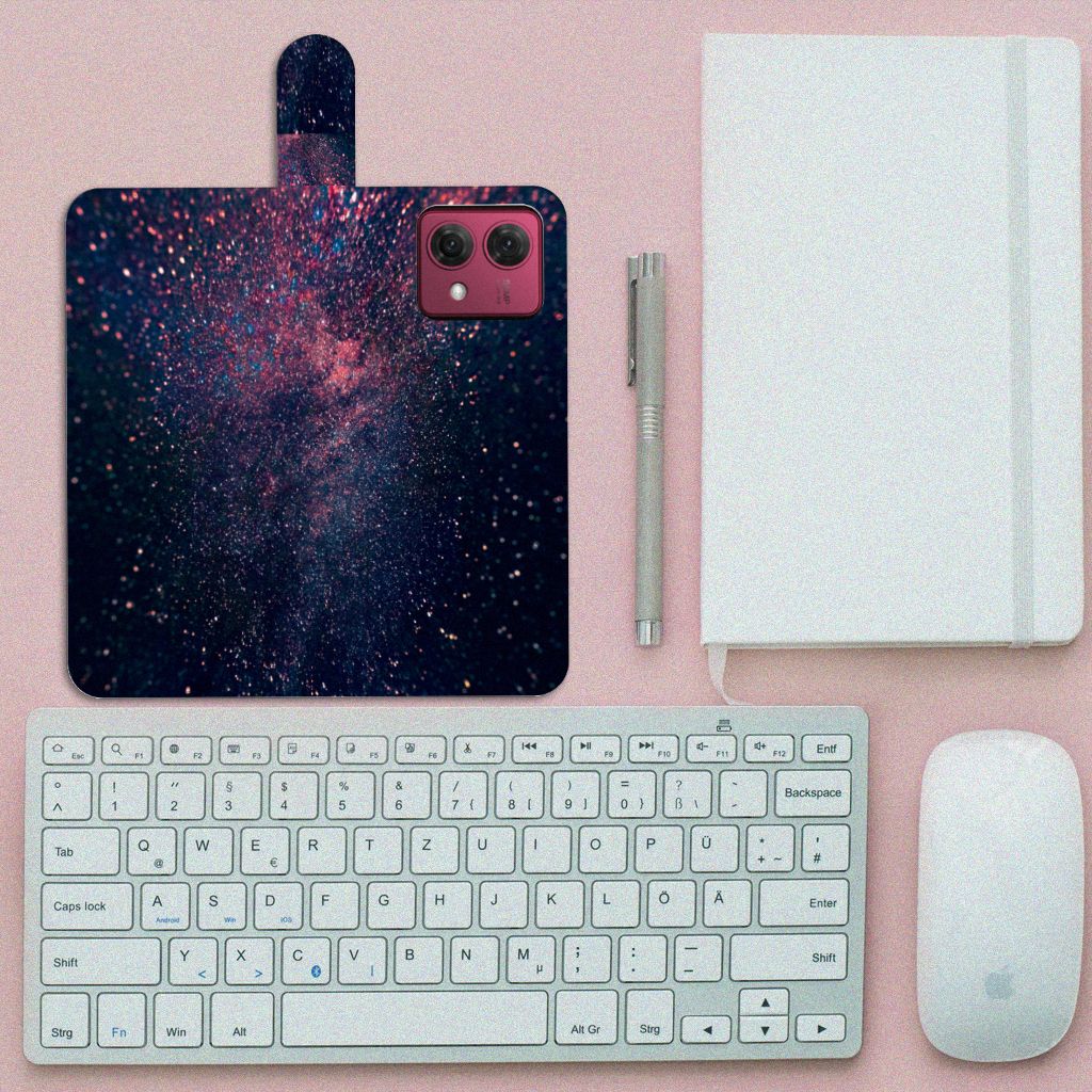 Motorola Moto G84 Book Case Stars design sterren patroon aanzicht