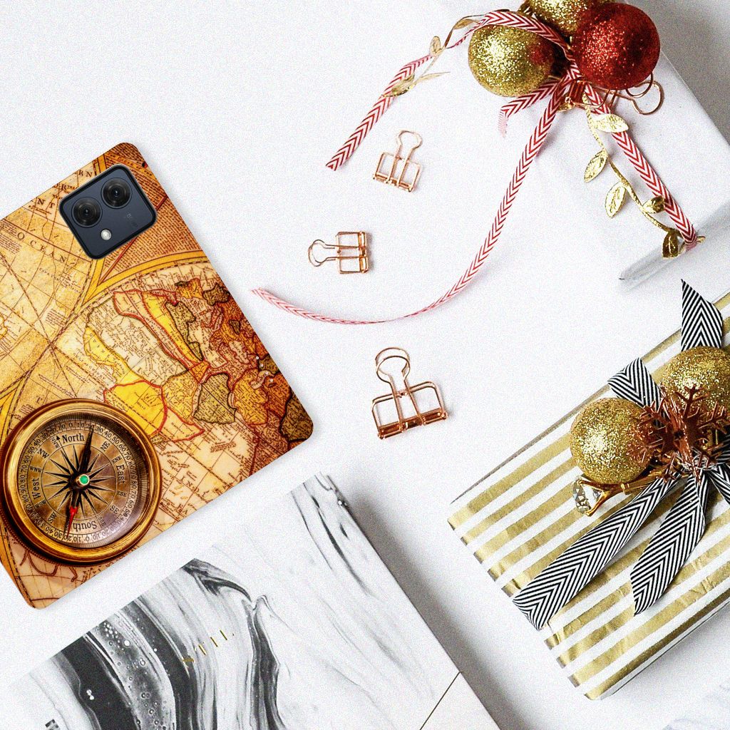 Motorola Moto G84 Book Cover Kompas design kompas aanzicht