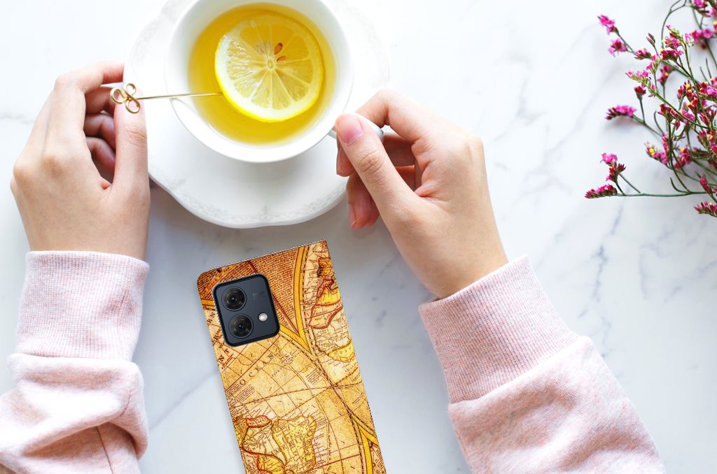 Motorola Moto G84 Book Cover Kompas designnaam aanzicht