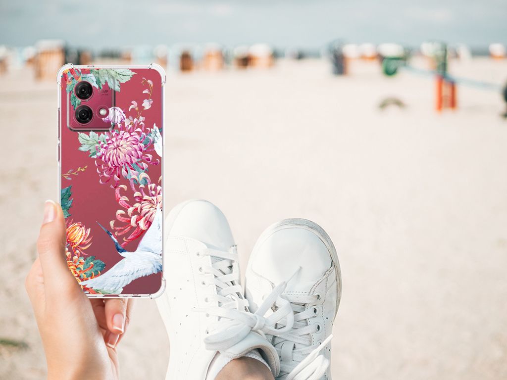 Motorola Moto G84 Case Anti-shock Bird Flowers hand strand sneaker