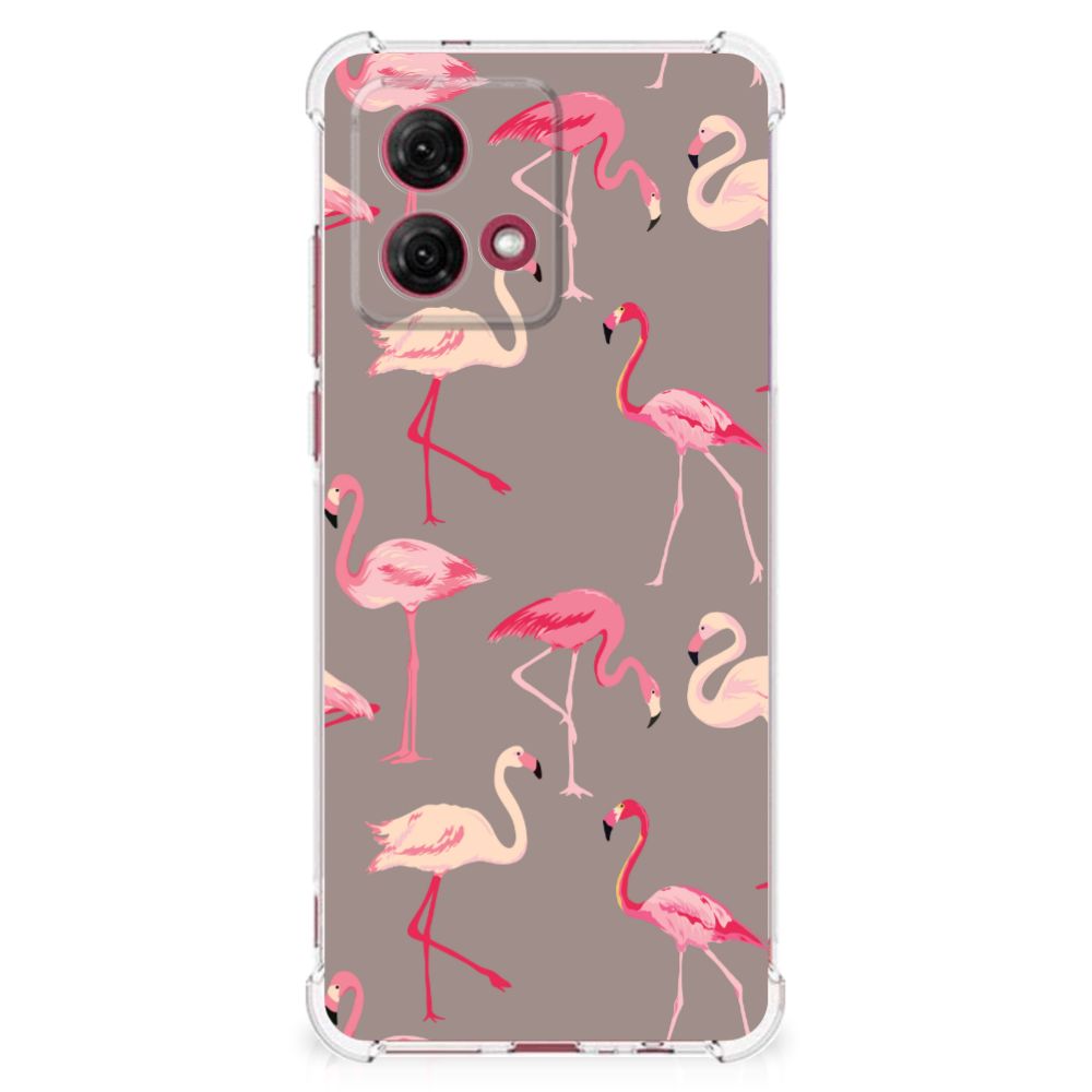 Motorola Moto G84 Case Anti-shock Flamingo telefoonhoesje flamingo ontwerp achterzijde