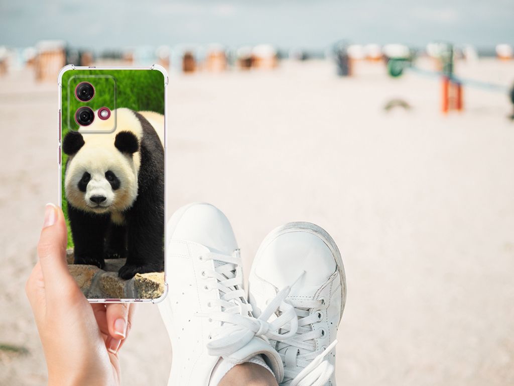 Motorola Moto G84 Case Anti-shock Panda smartphonehoesje panda ontwerp hand vakantie