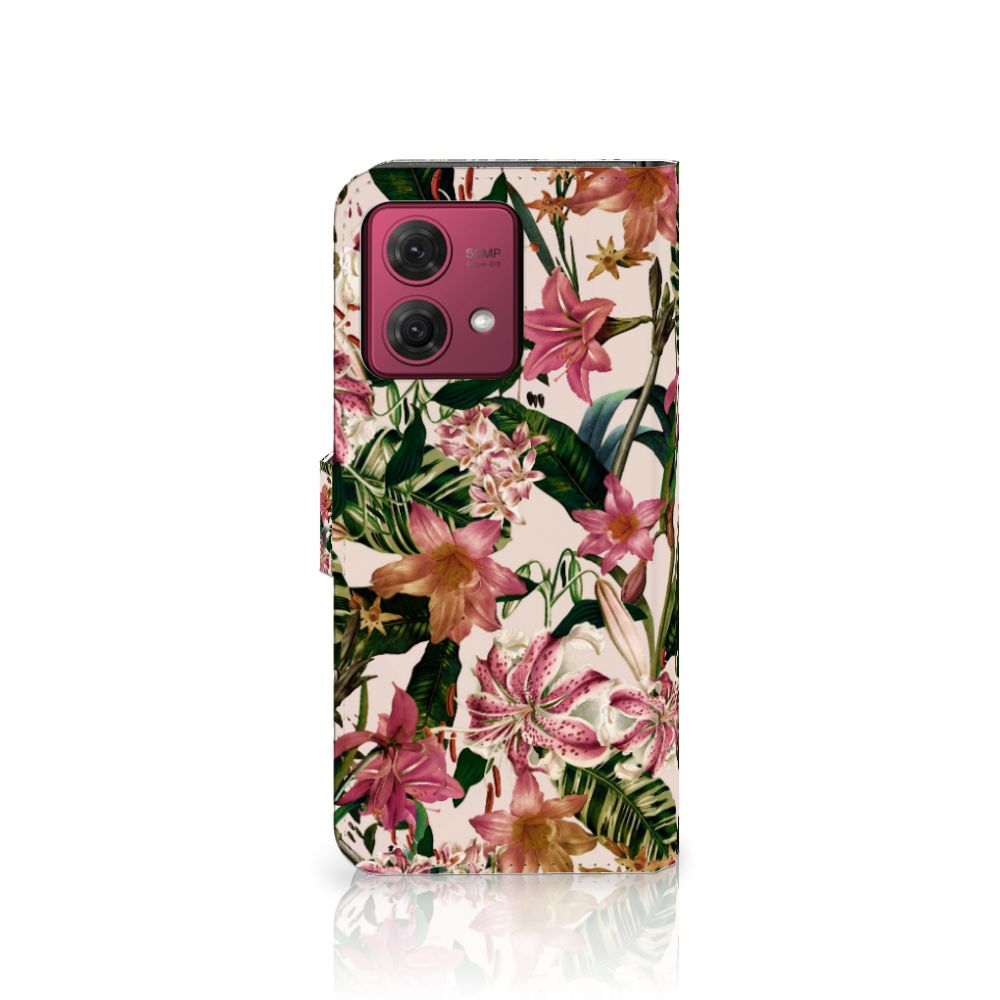 Motorola Moto G84 Hoesje Flowers telefoonhoesje bloemen groen