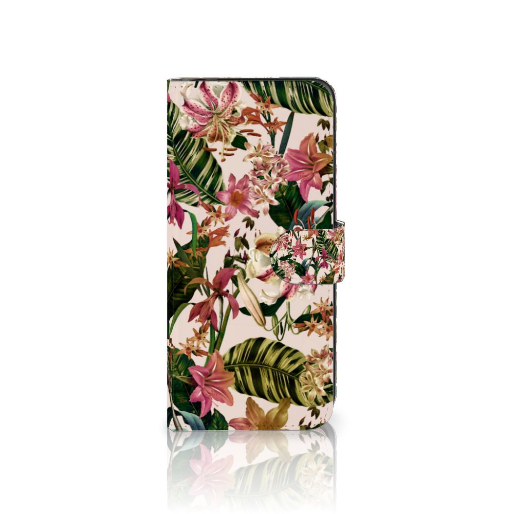 Motorola Moto G84 Hoesje Flowers hoesje bloemen design tropisch aanzicht