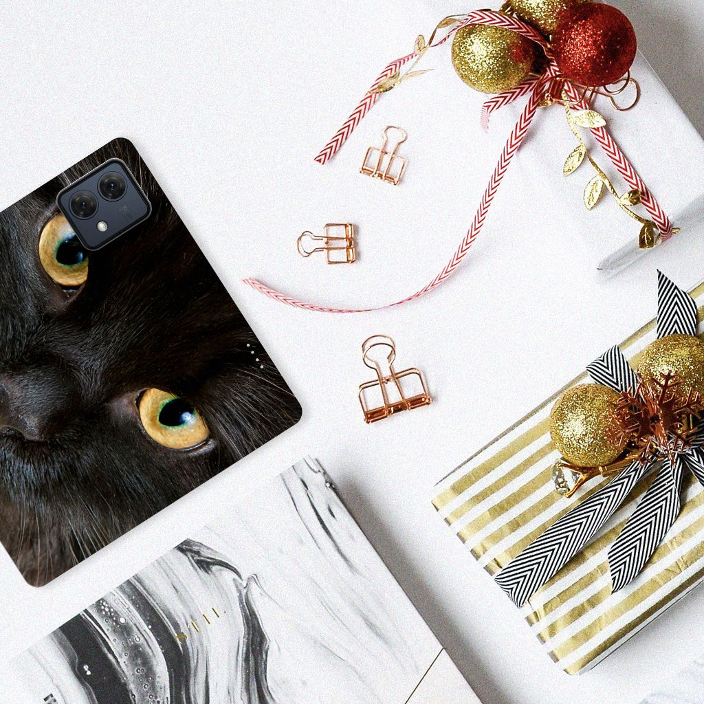 Motorola Moto G84 Hoesje maken Zwarte Kat design zwarte kat voorkant