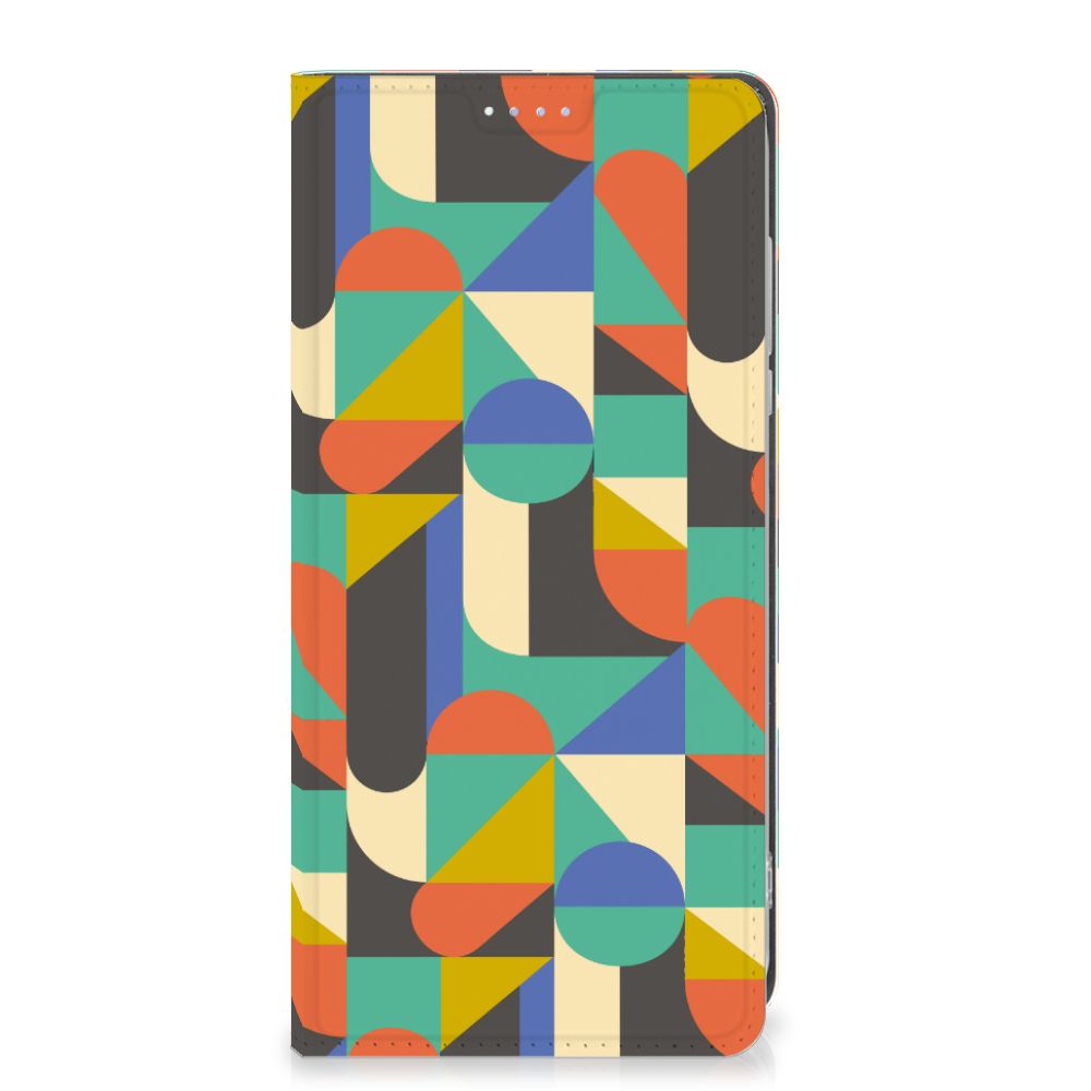 Motorola Moto G84 Hoesje met Magneet Funky Retro design funky retro aanzicht