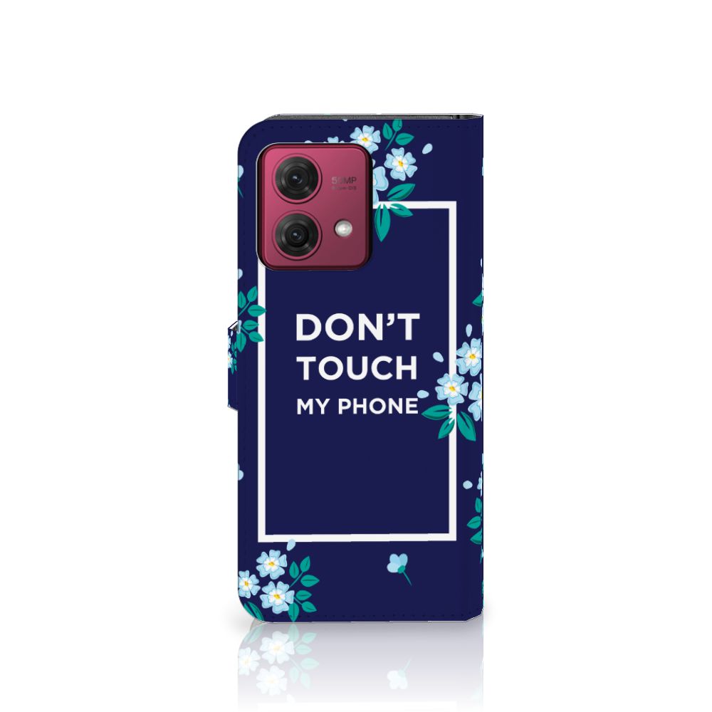 Motorola Moto G84 Portemonnee Hoesje Flowers Blue DTMP aanzicht