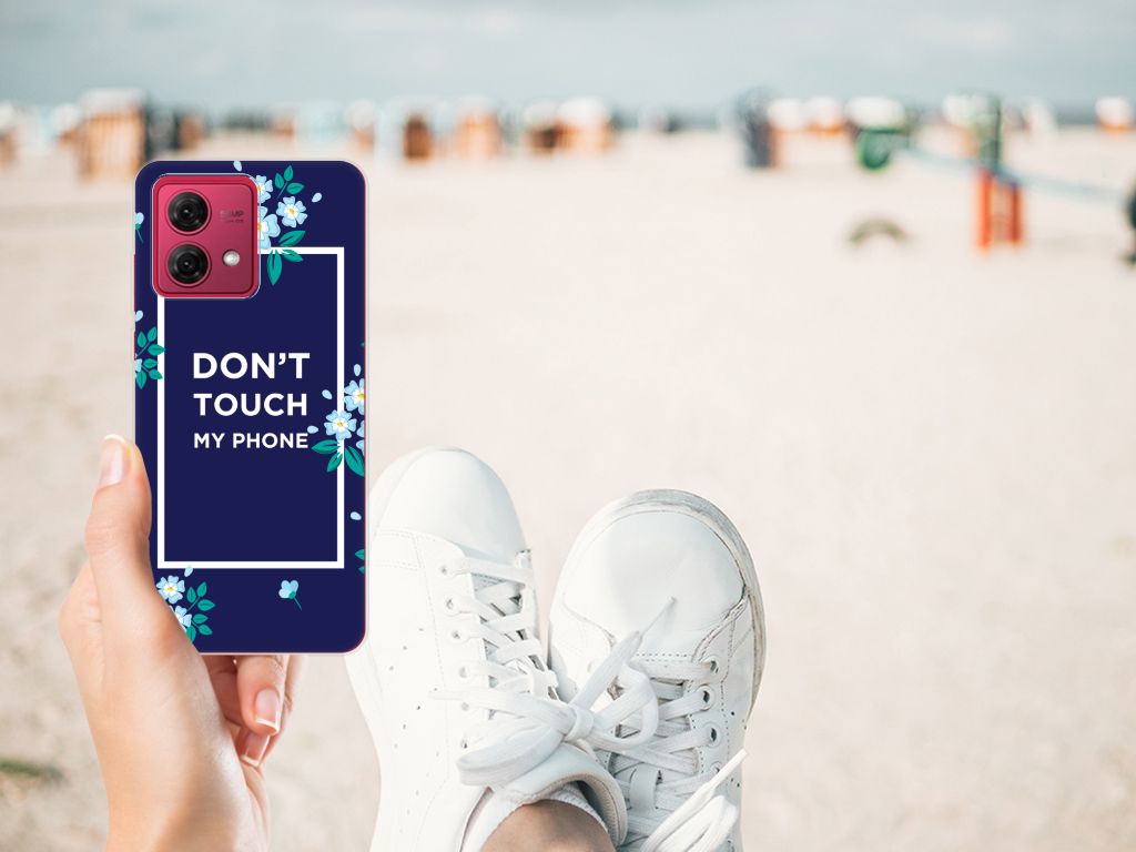 Motorola Moto G84 Silicone-hoesje Flowers Blue DTMP telefoonhoesje bloemen strand