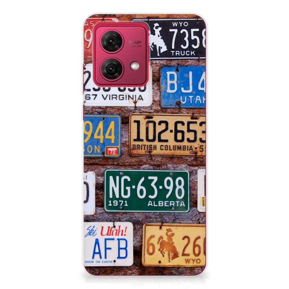 Motorola Moto G84 Siliconen Hoesje met foto Kentekenplaten designkentekenplaten aanzicht