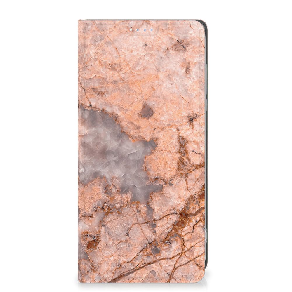 Motorola Moto G84 Standcase Marmer Oranje - elegant design, biedt gebruiksgemak en bescherming voor je telefoon 🎁