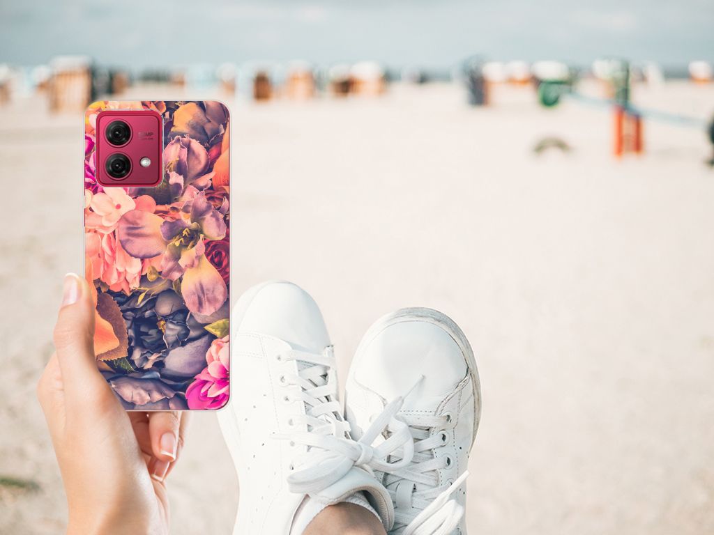 Motorola Moto G84 TPU Case Bosje Bloemen hand strand sneakers