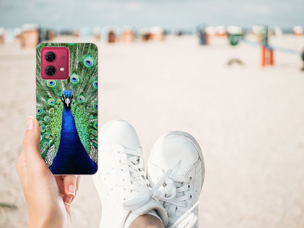 Motorola Moto G84 TPU Hoesje Pauw pauw ontwerp hand strand