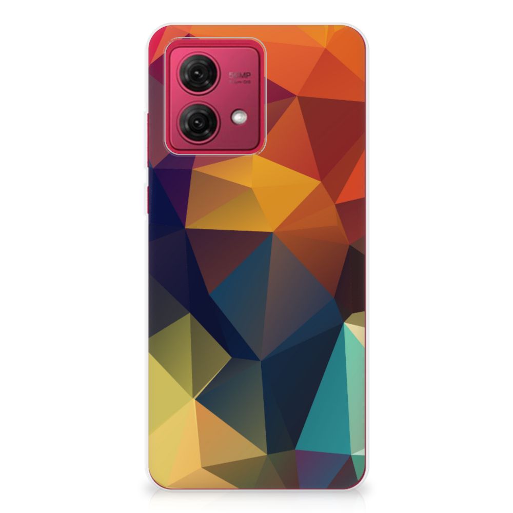 Motorola Moto G84 TPU Hoesje Polygon Color achterkant kleurrijk patroon