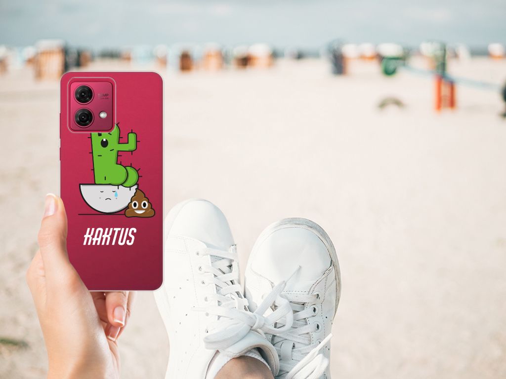 Motorola Moto G84 Telefoonhoesje met Naam Cactus Poo design, praktisch en hip, perfect als cadeau! 🌵