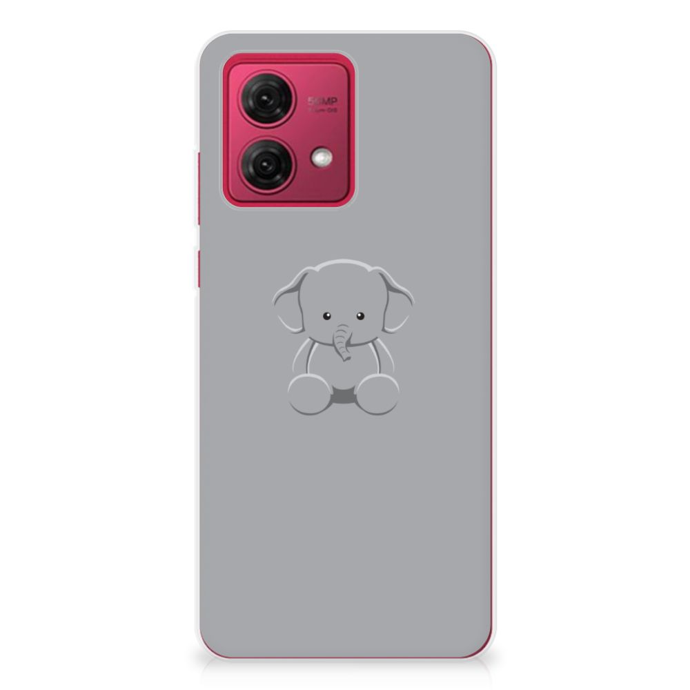 Motorola Moto G84 Telefoonhoesje met Naam Grijs Baby Olifant achterzijde design