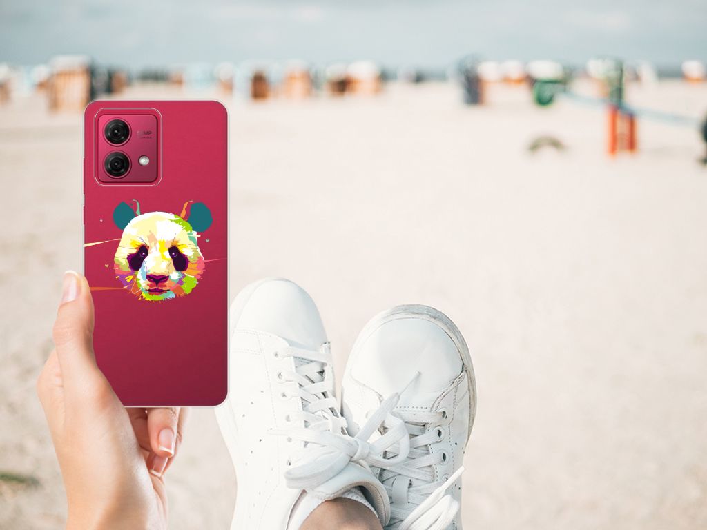 Motorola Moto G84 Telefoonhoesje met Naam Panda Color telefoonhoesje panda kleurgeving aanzicht