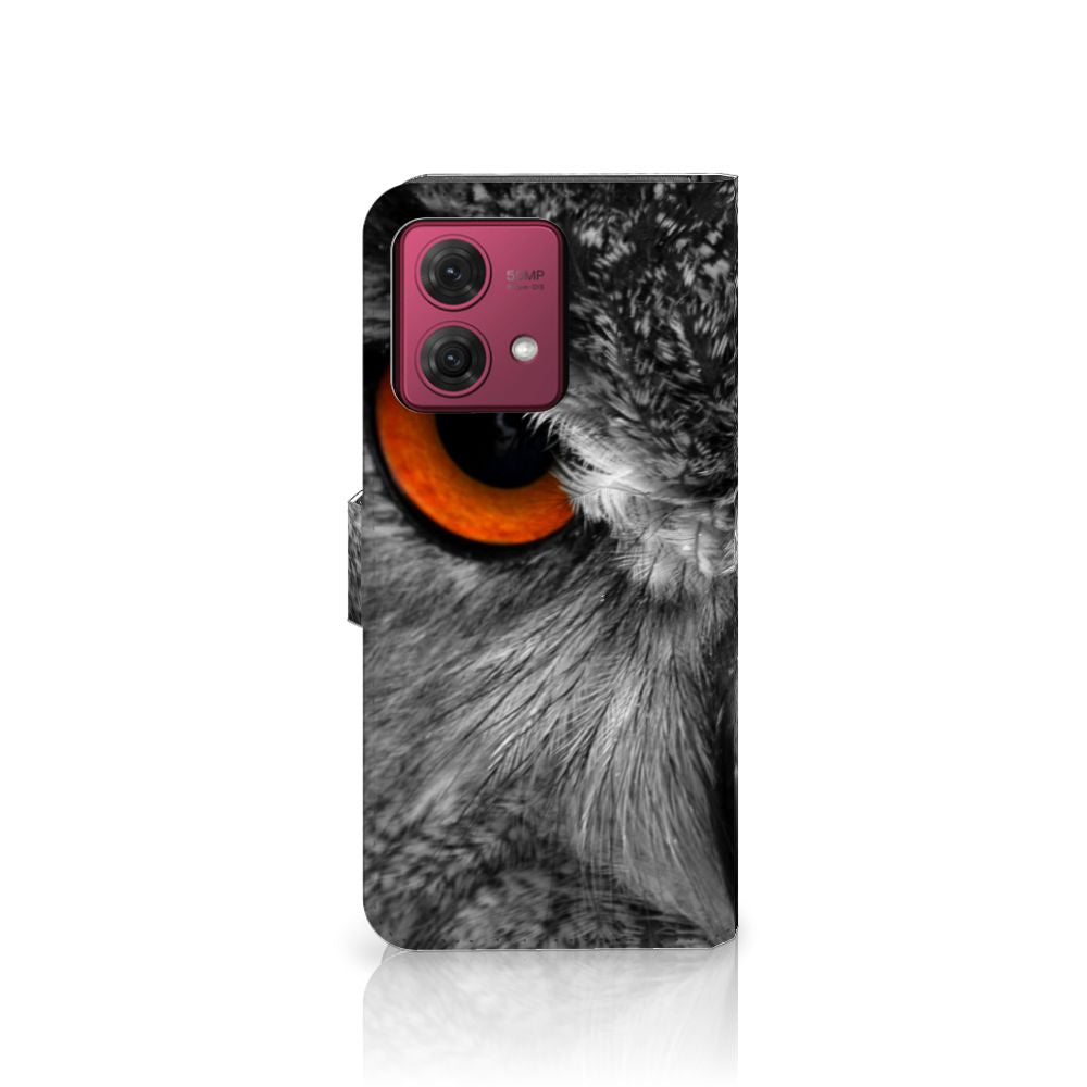 Motorola Moto G84 Telefoonhoesje met Pasjes Uil telefoonhoesje uil ontwerp zijaanzicht