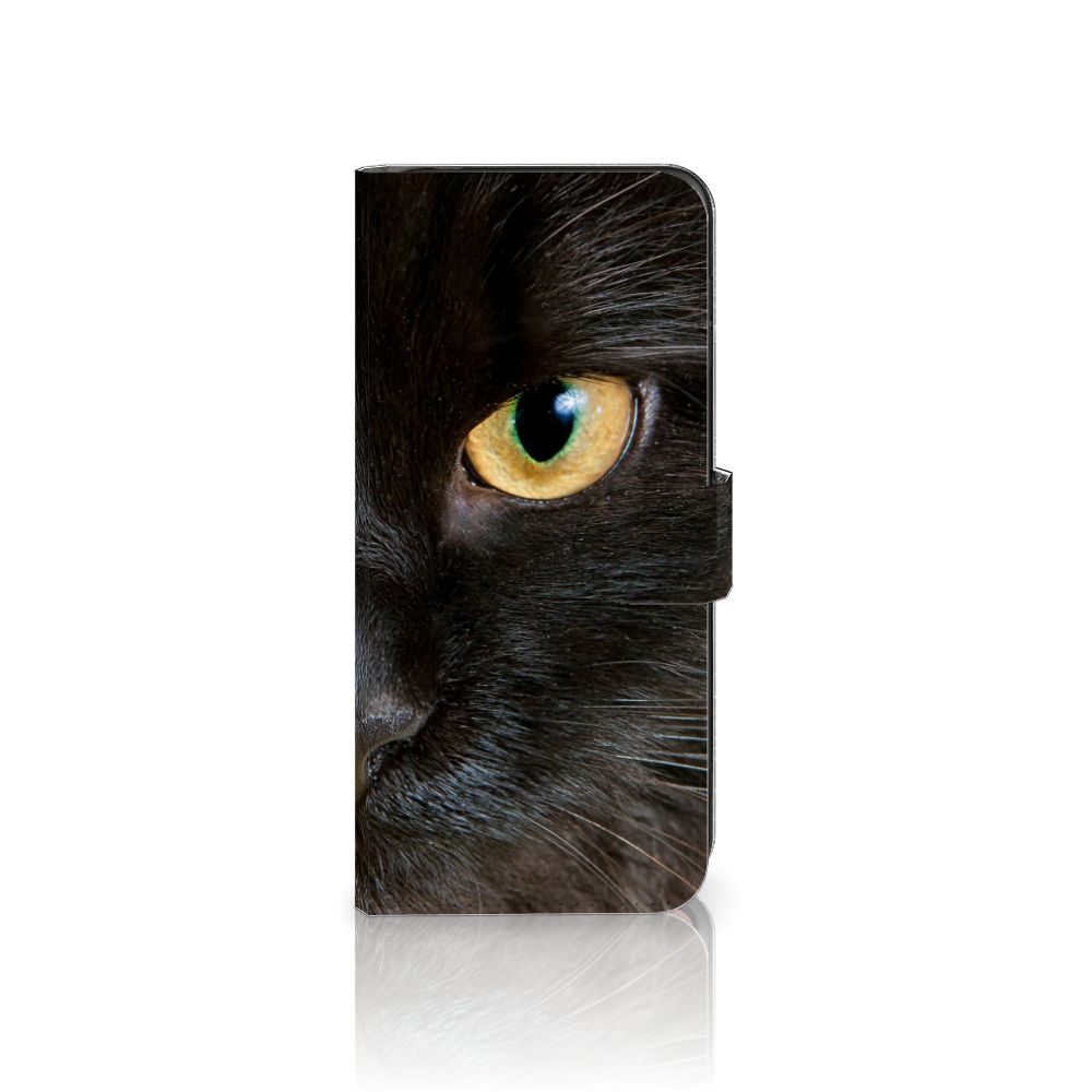 Motorola Moto G84 Telefoonhoesje met Pasjes Zwarte Kat design Zwarte Kat aanzicht