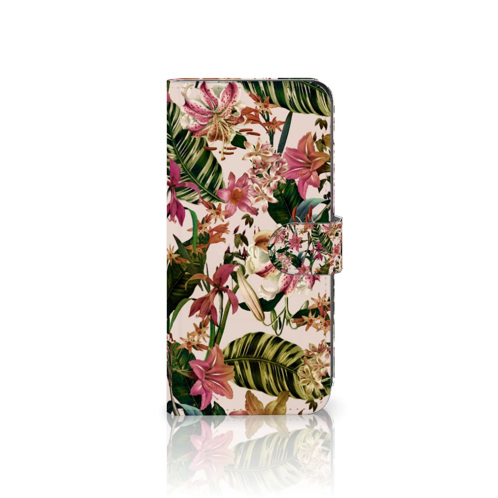 Motorola Moto G85 Book Cover Ananas telefoonhoesje bloemen ontwerp zijaanzicht