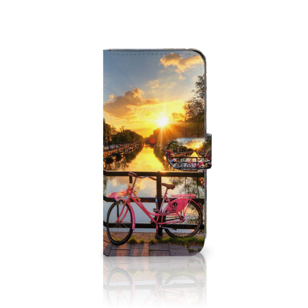 Motorola Moto G85 Flip Cover Amsterdamse Grachten fiets zonsondergang grachtengordel