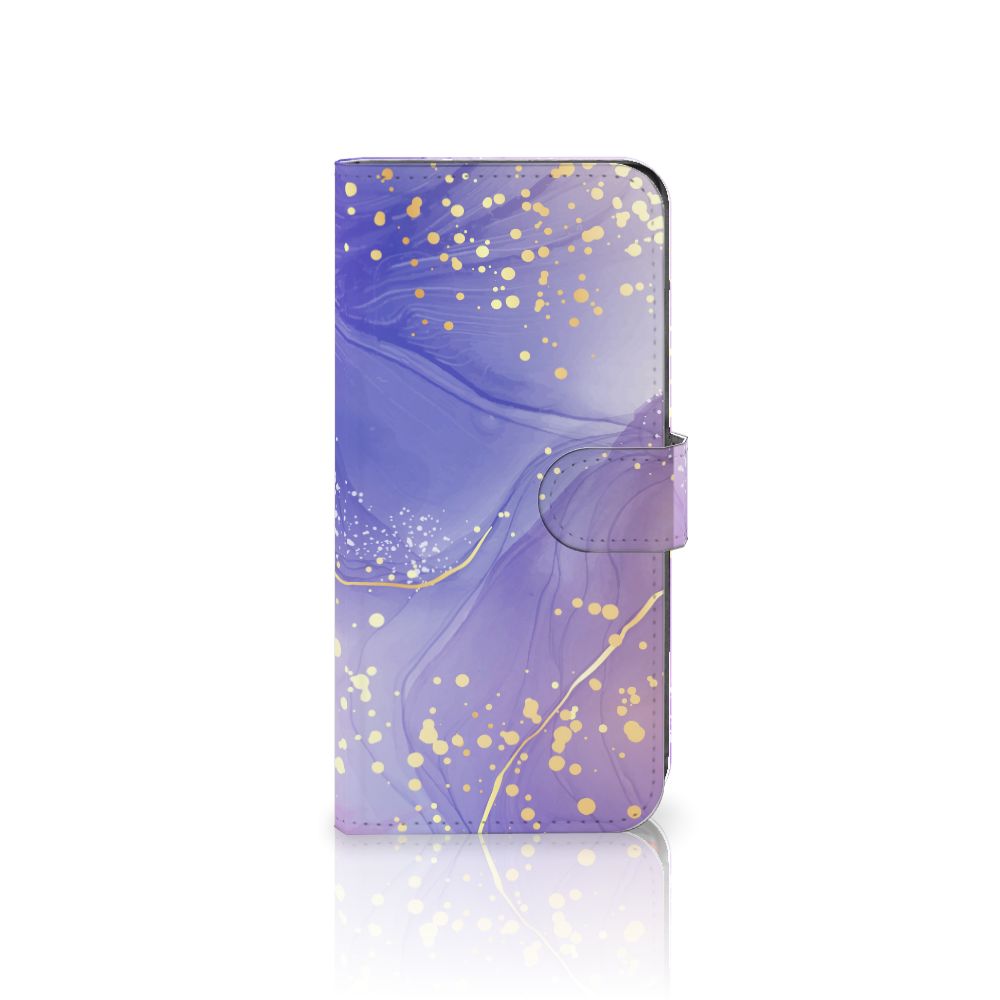 Motorola Moto G85 Flip Cover Wereldkaart telefoonhoesje paarse spetter design