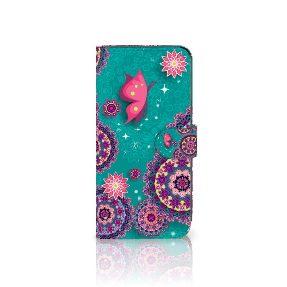 Motorola Moto G85 Hoesje Cirkels en Vlinders bookstyle case design met vlinders en mandala cirkels