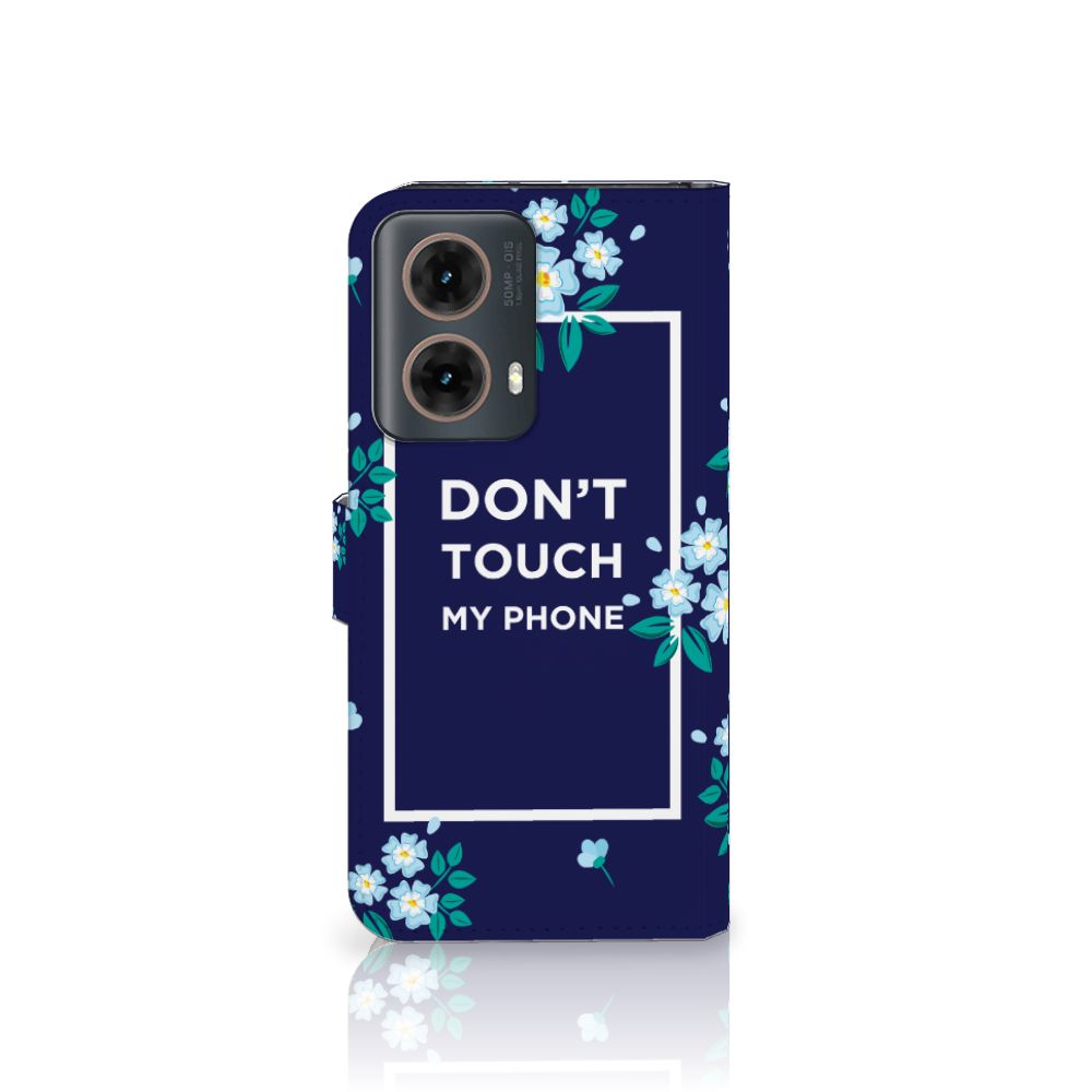 Motorola Moto G85 Portemonnee Hoesje Flowers Blue DTMP voorkant bloemen ontwerp