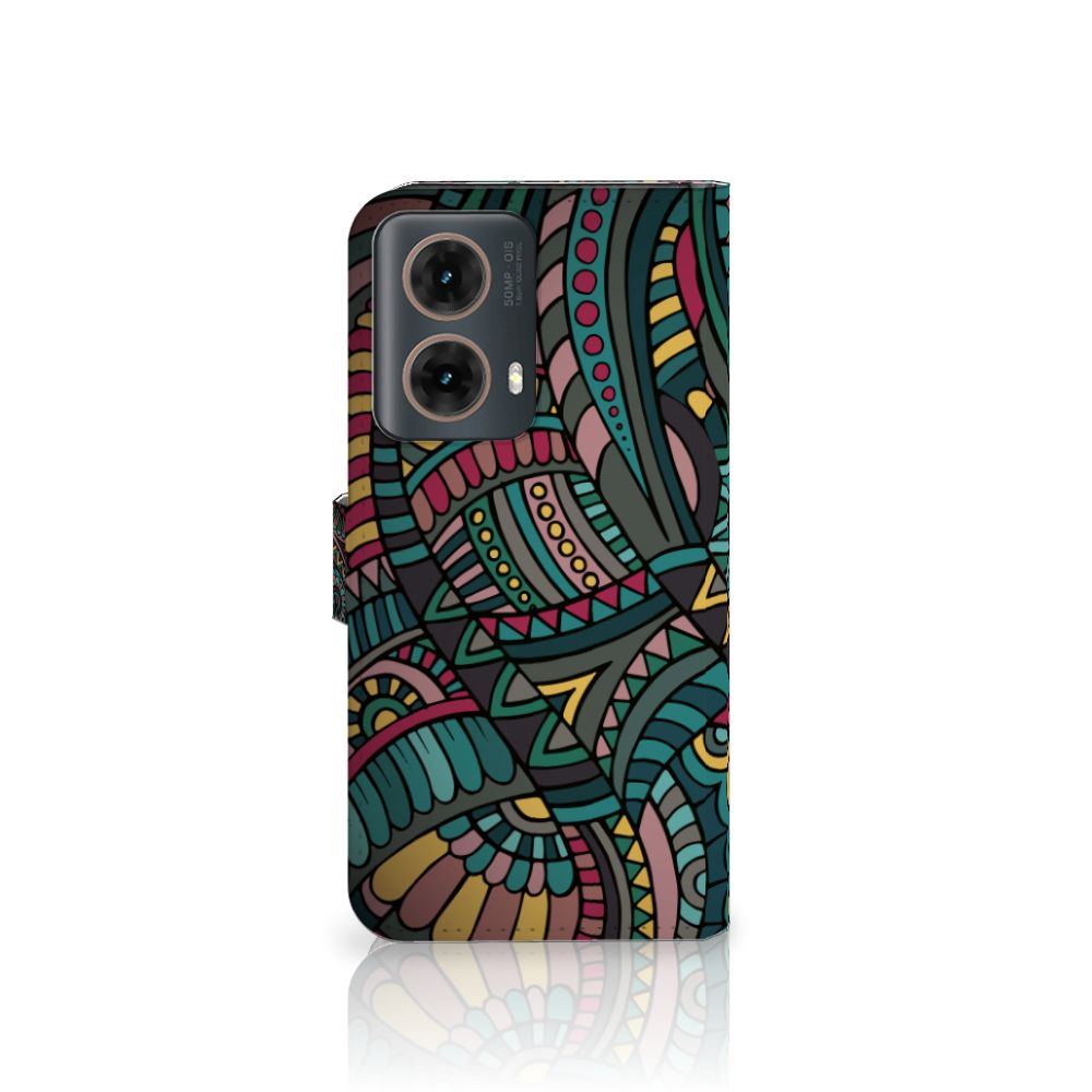 Motorola Moto G85 Telefoon Hoesje Aztec telefoonhoesje aztec design achterkant