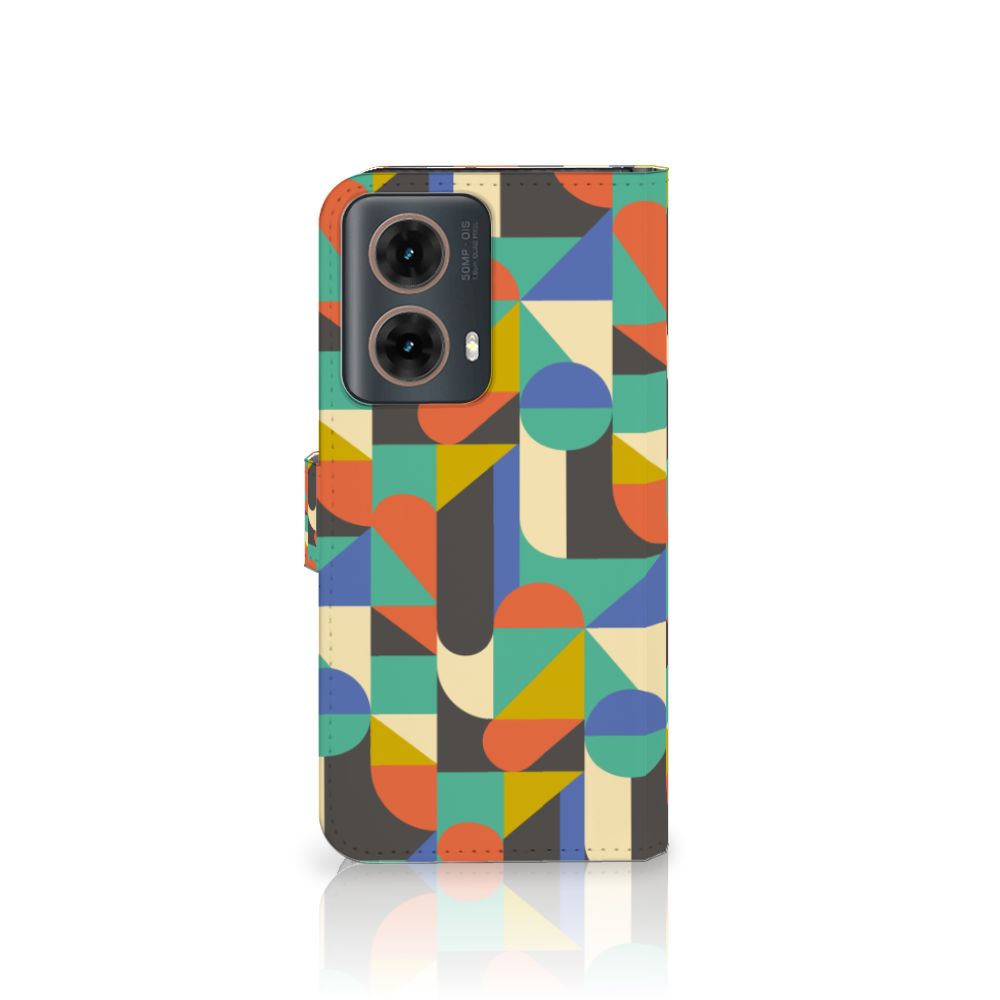 Motorola Moto G85 Telefoon Hoesje Funky Retro design kleurrijk aanzicht