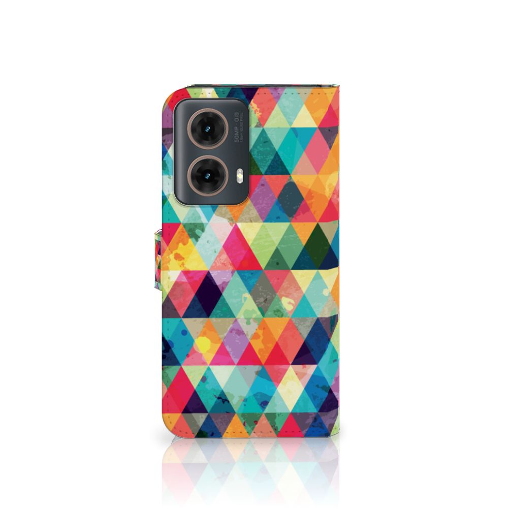 Motorola Moto G85 Telefoon Hoesje Geruit design ruitjes aanzicht