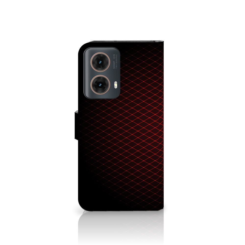 Motorola Moto G85 Telefoon Hoesje Geruit Rood telefoonhoesje geruit rood aanzicht