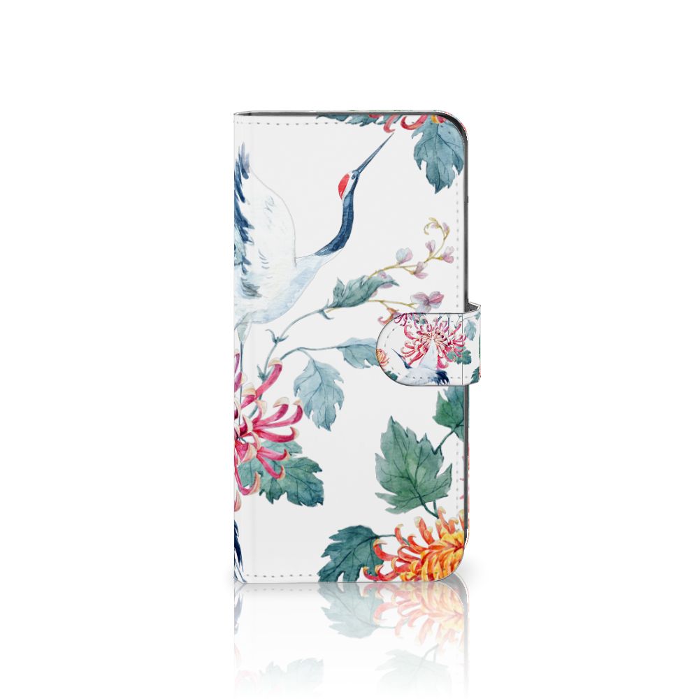 Motorola Moto G85 Telefoonhoesje met Pasjes Bird Flowers designkleurig aanzicht