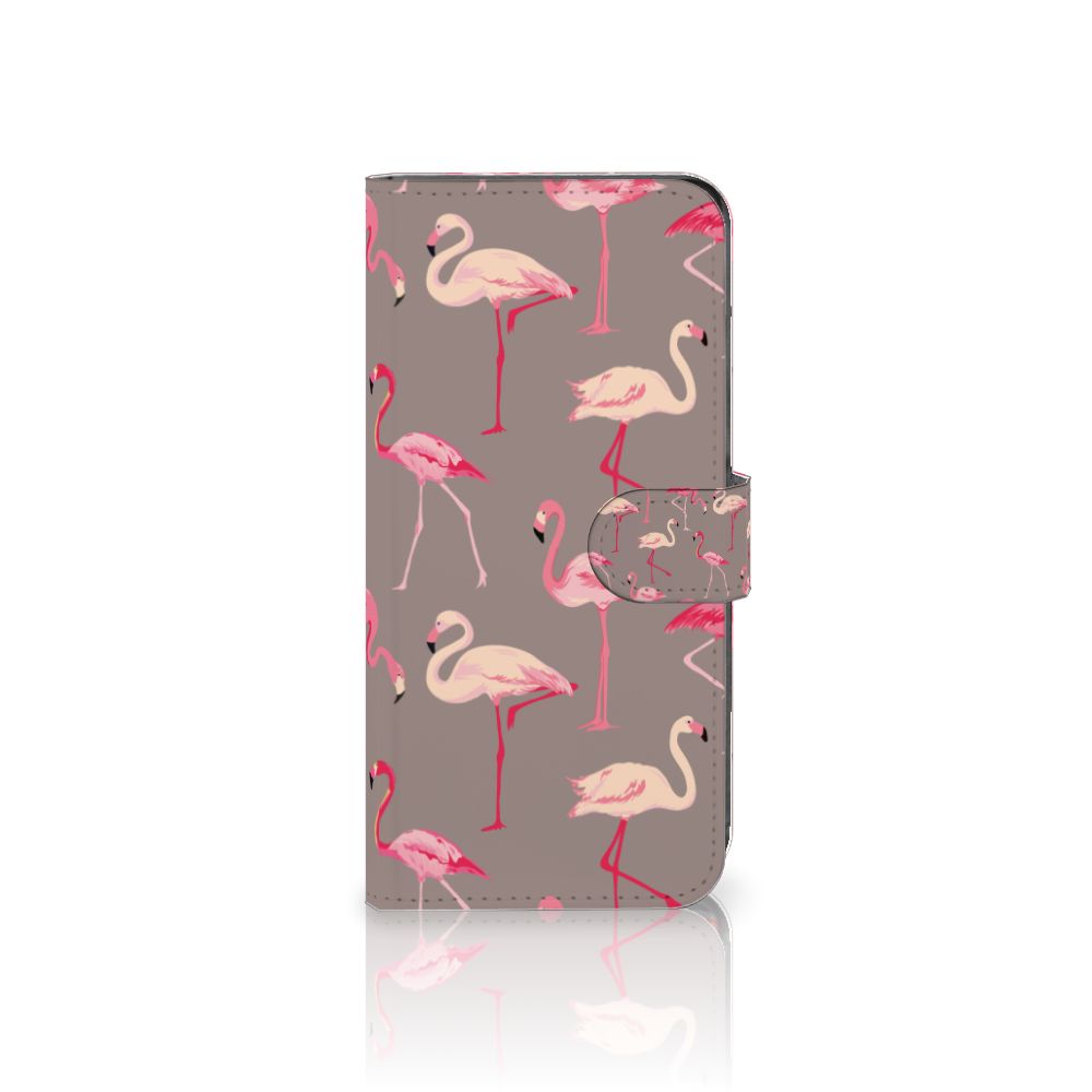 Motorola Moto G85 Telefoonhoesje met Pasjes Flamingo design flamingo voorkant