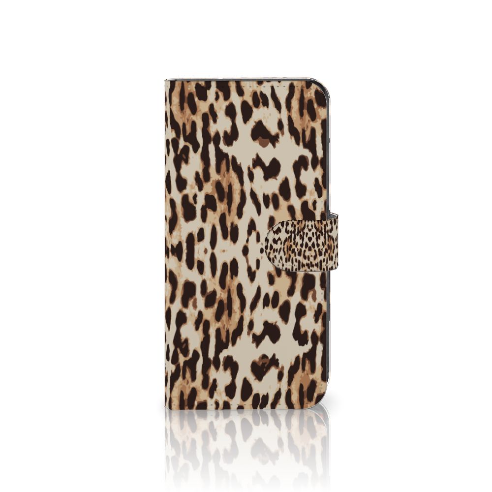 Motorola Moto G85 Telefoonhoesje met Pasjes Leopard telefoonhoesje leopard design aanzicht