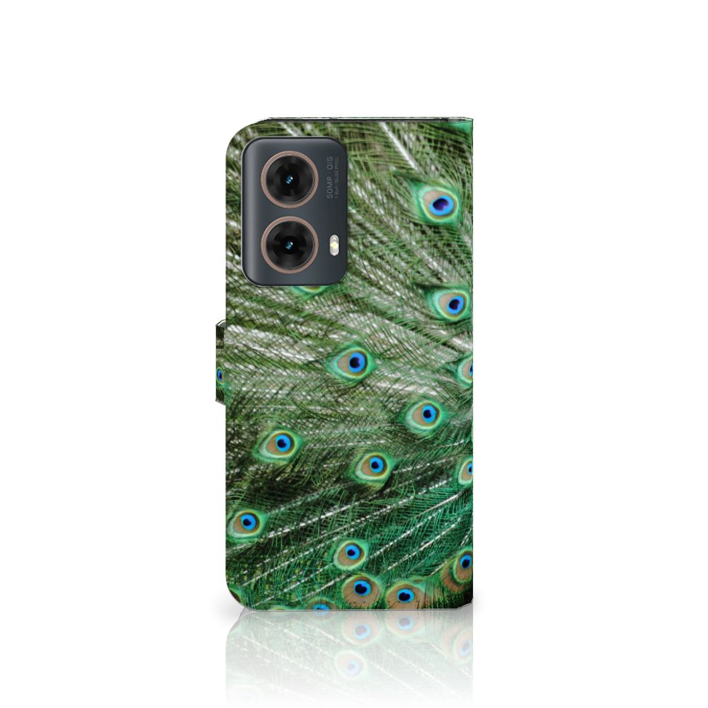 Motorola Moto G85 Telefoonhoesje met Pasjes Pauw telefoonhoesje pauw design voorkant