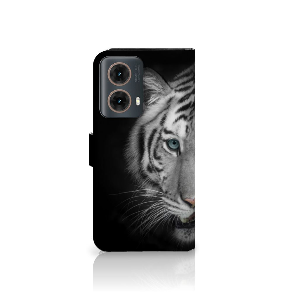 Motorola Moto G85 Telefoonhoesje met Pasjes Tijger telefoonhoesje tijger design aanzicht