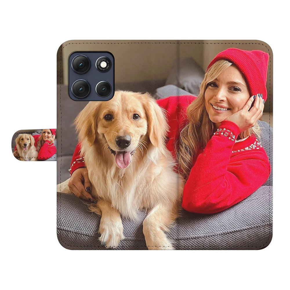Motorola Moto G86 Bookcase Hoesje Maken met Foto Naadloos Design Vooraanzicht.