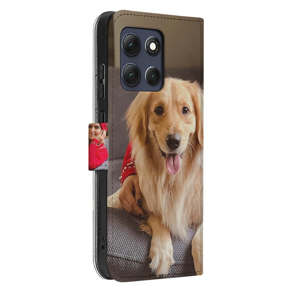Motorola Moto G86 Bookcase Hoesje Maken met Foto Naadloos Design Vooraanzicht.