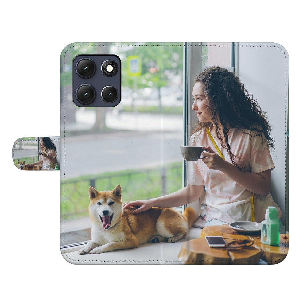 Motorola Moto G86 Bookcase Hoesje Maken met Foto Naadloos Design Vooraanzicht.