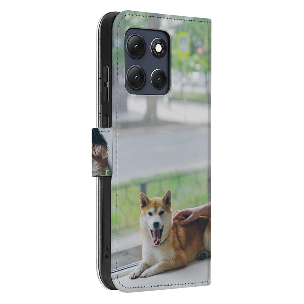 Motorola Moto G86 Bookcase Hoesje Maken met Foto Naadloos Design Vooraanzicht.