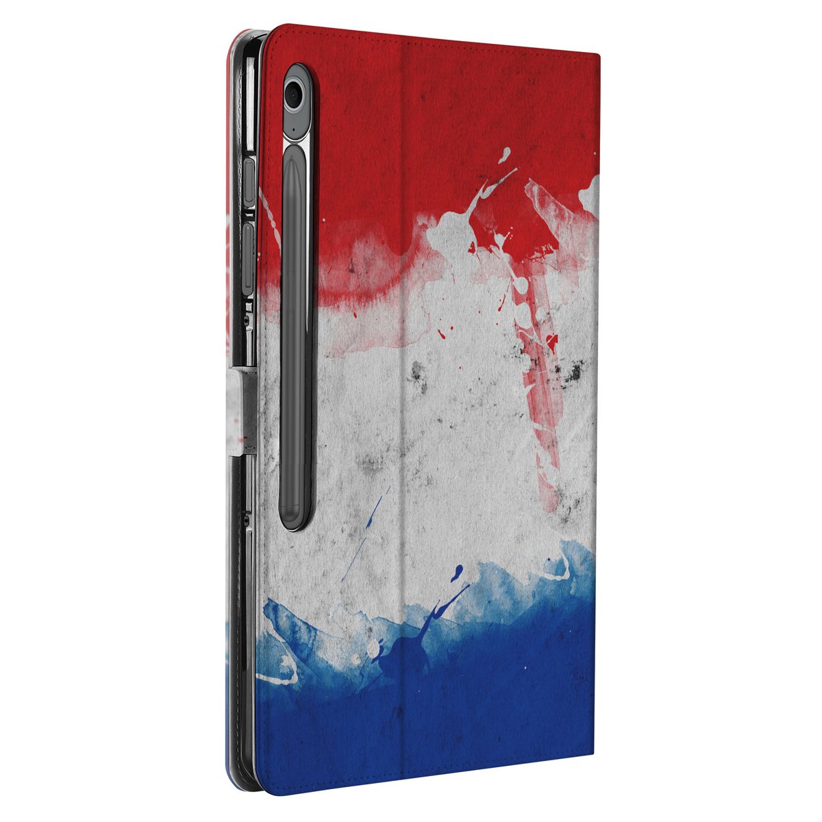 Samsung Galaxy Tab S10 FE Plus Nederland Book Case Hoesje met Standaard design met nederlandse vlag aanzicht