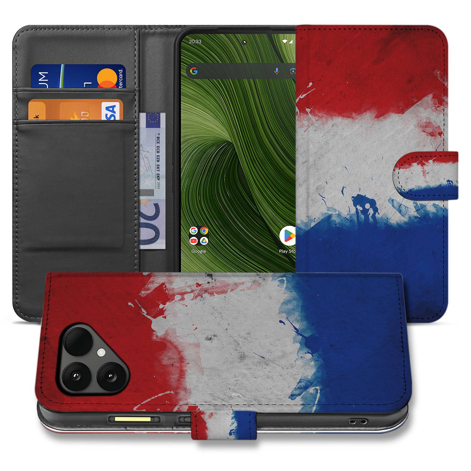 Fairphone 6 Nederlandse Vlag Met Pasjes Book Case voorkant zijkant