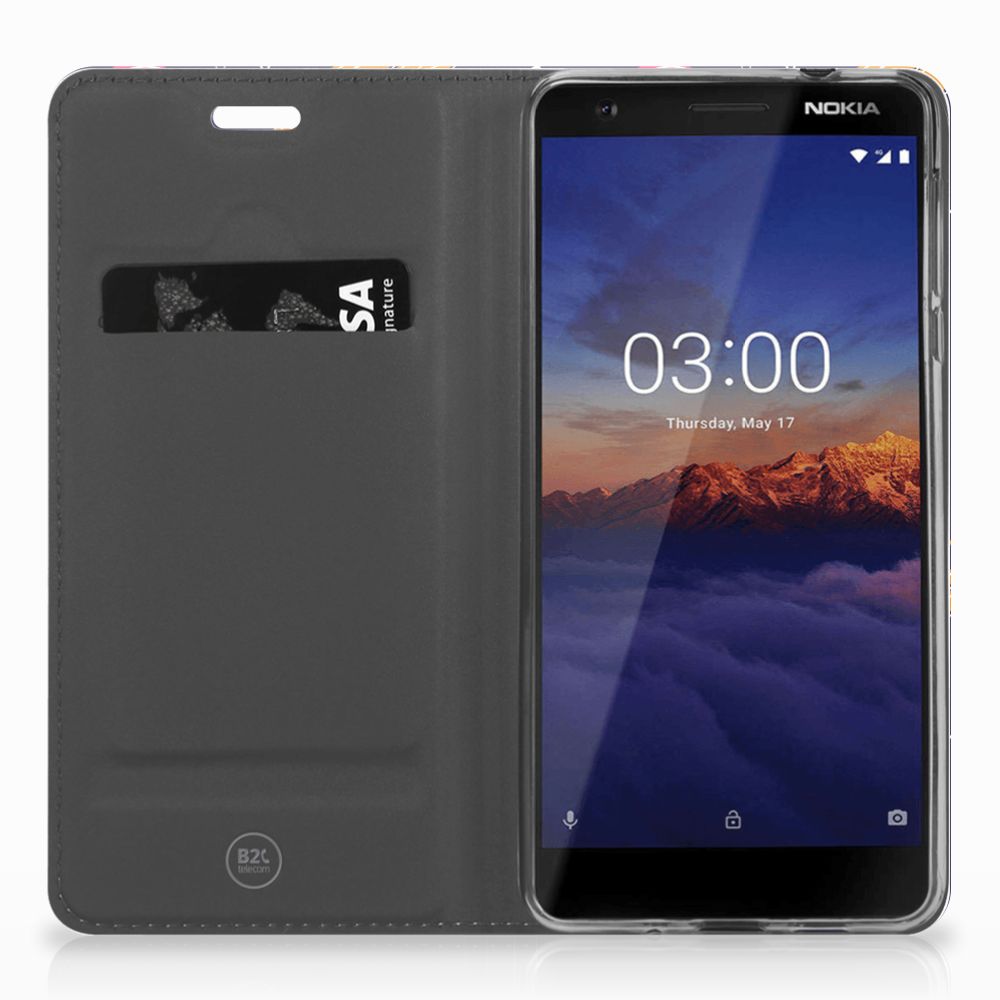Nokia 3.1 (2018) Hippe Standcase Spaceie design smartphone aanzicht