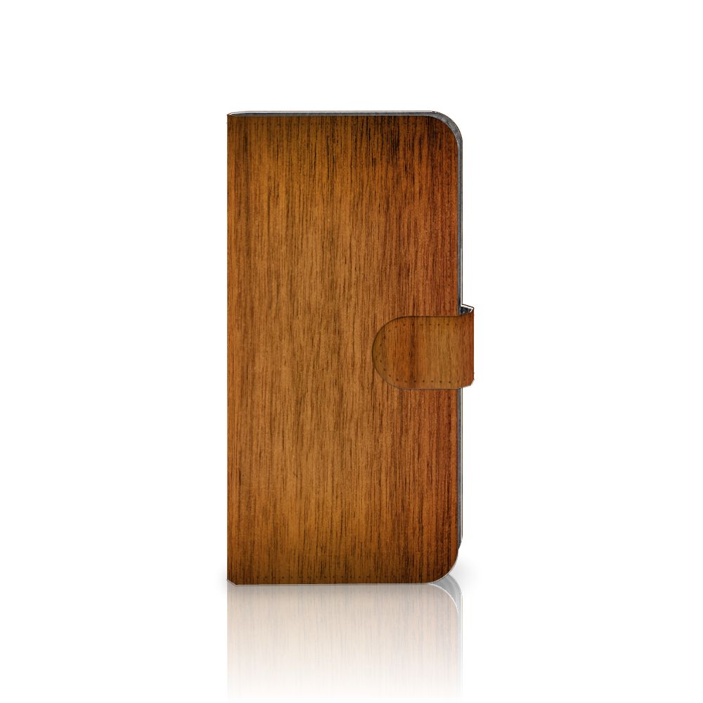 Nokia C12 Book Style Case Donker Hout hoesje houten design voorkant