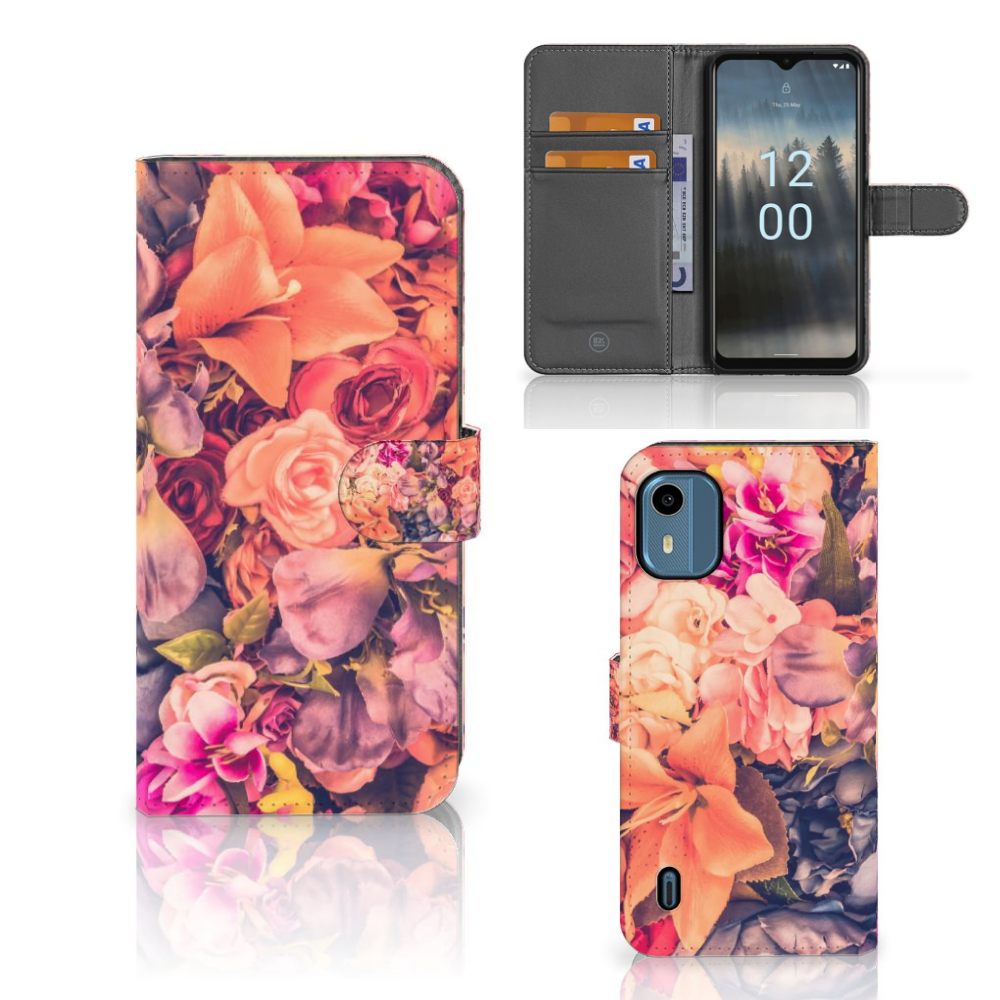 Nokia C12 Hoesje Bosje Bloemen hoesje bloemen design vooraanzichten